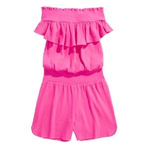 Vineyard Vines Romper OTS Smocked Gauze in Knockout Pink-Small